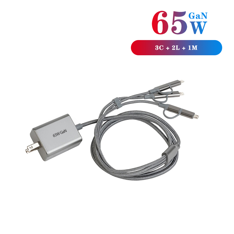 65W GaN six in one type-c micro Lightning power switching charger