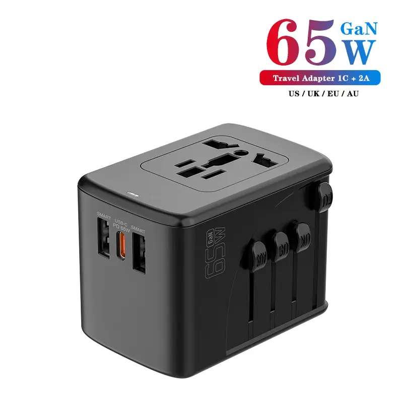 Custom PD65W Travel Adapter with 1C2A