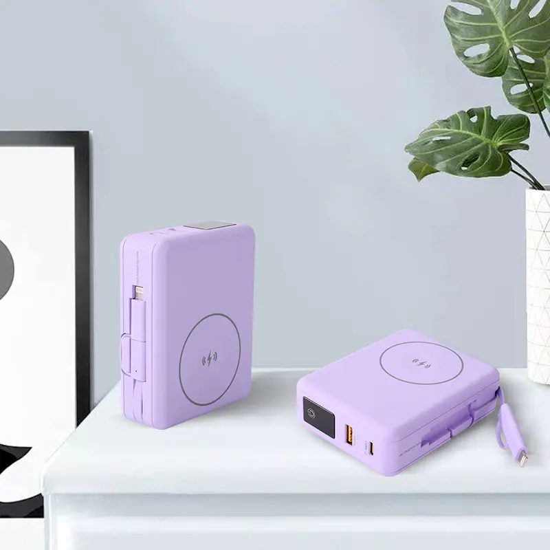 Wholesale PD65W 15000mAh Power Bank Built-in 2in1 C&L Cable