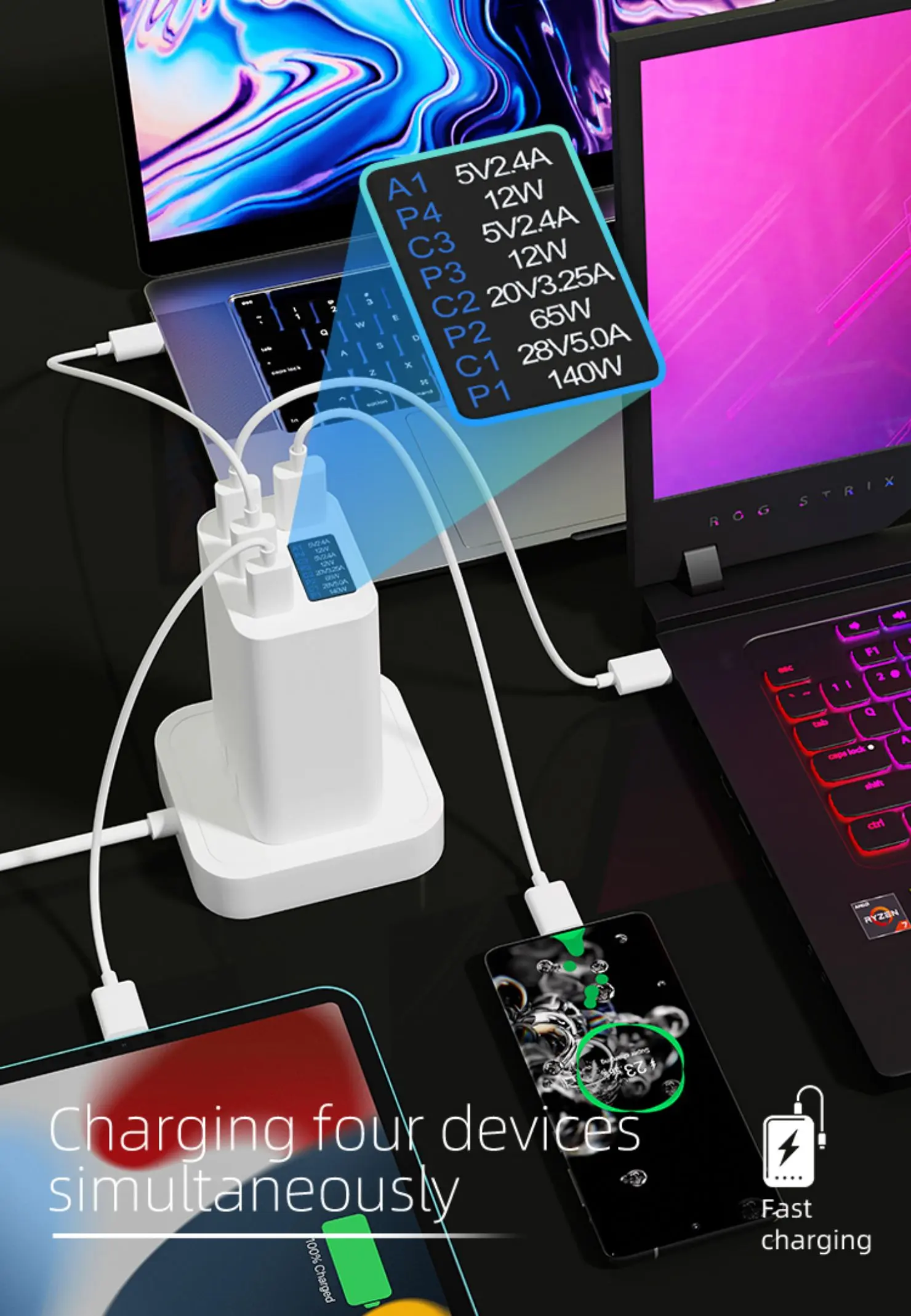 280W Gan Charger with OLED2aiq