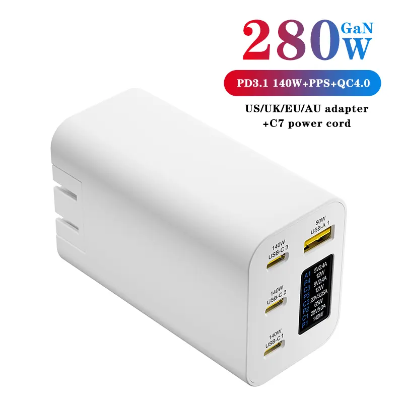 Wholesale 280W & 140W GaN Charger PD3.1 with 3C1A & OLED-product
