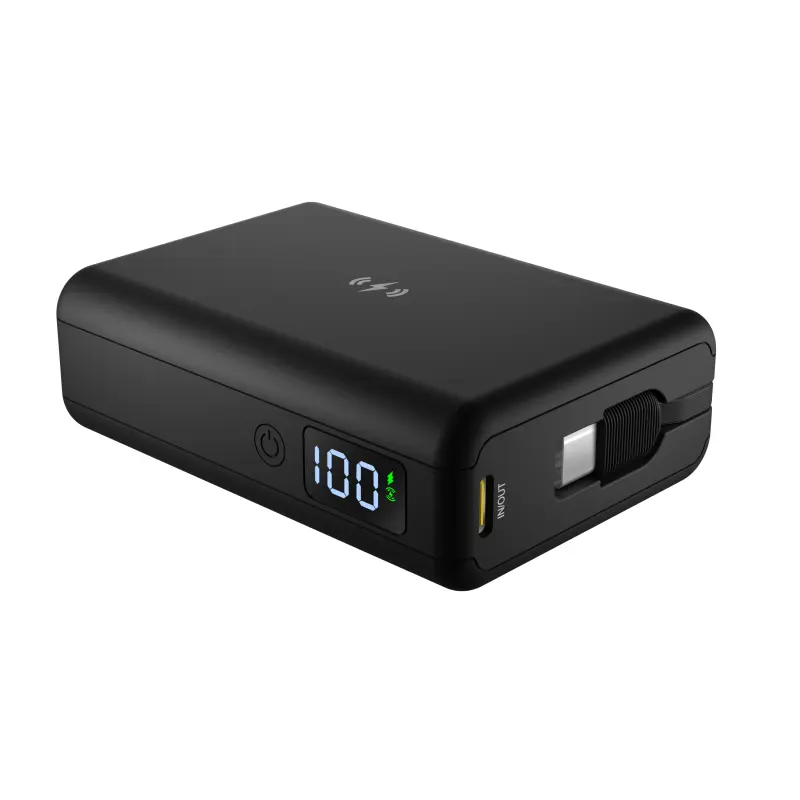 Custom Mini PD45W 10000mAh power bank built-in type-c cable-product