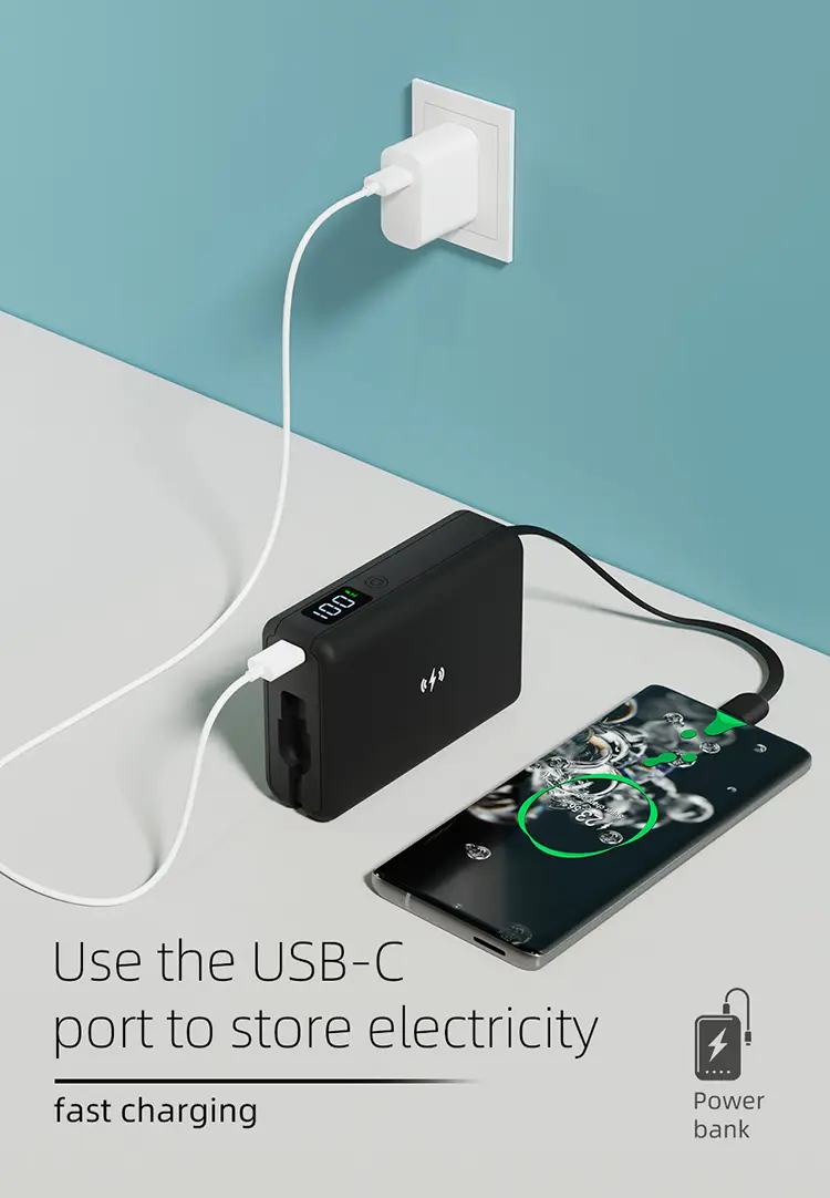 6USB-C口输入 Type-C线输出w5l